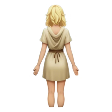 frame - the back of a blonde woman stands at a mountain crossroads, her back turned as she contemplates two trails—one illuminated,, and one shrouded in darkness, representing reaction. with hands on chest sticker