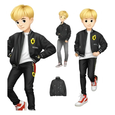Kpop idol group nct dream name jeno wear a ferrari jacket  sticker