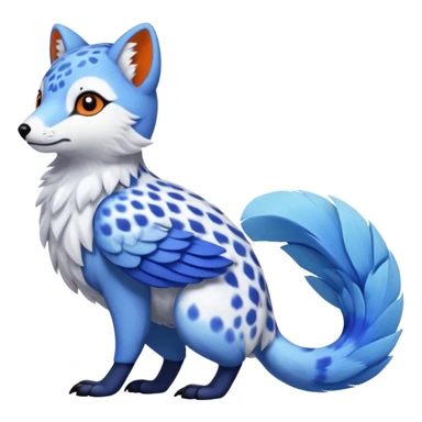 Arctic-Fox-Snow-Leopard-Blue-Tang-Fish-Hyacinth-Macaw-Fakémon-Pokémon-fusion-hybrid-animal-creature, full body sticker