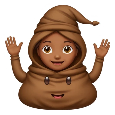 Un fille a la tête de caca smile et habillé en caca sticker
