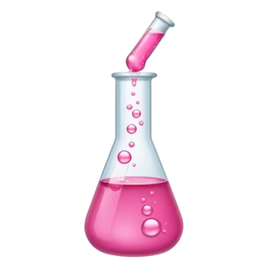 pink liquid in test tube simple bubbling tilted sticker