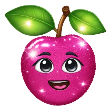 Hot pink cherries with glitter and crystals sticker