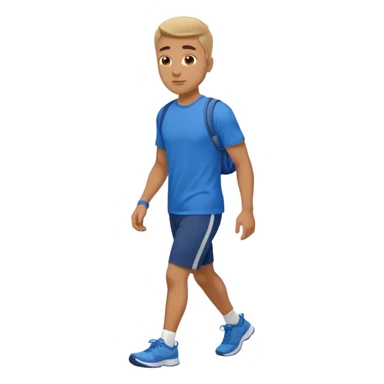 man walking with blue t-shirt  sticker