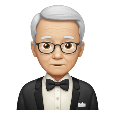 elderly with bow tie and shirt sticker