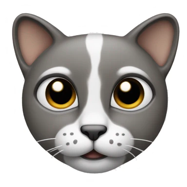 The cat’s face is clear white with a contrast black spot under the nose, shaped like a mustache. Big dark spots on the forehead and near the ears. sticker