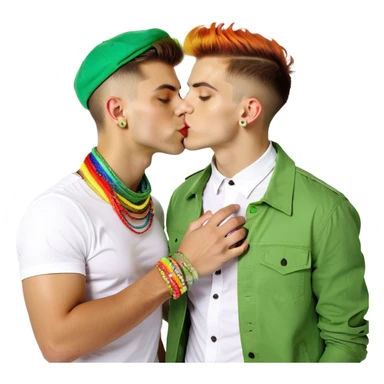 Two kissing gay young men sticker
