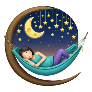 crescent moon used as hammock with human character sleeping in it sticker