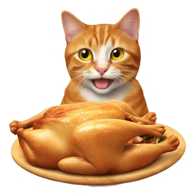 Ginger Cat eating roast chicken  sticker