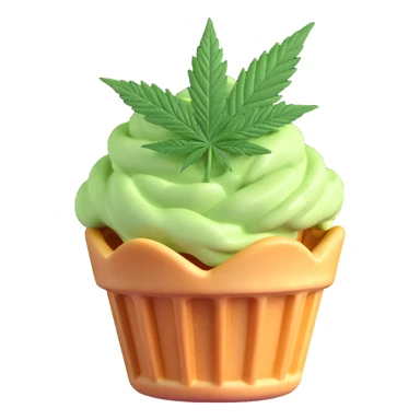 colorful gelato in a waffle cup with cannabis leaf sticker