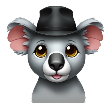 iPhone emoji koala only head with black hat,  sticker