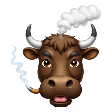 Bull face blowing smoke thru nose sticker