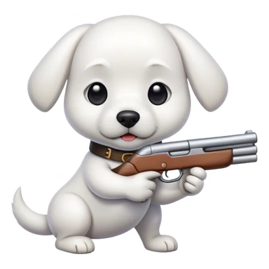 white dog with shotgun sticker