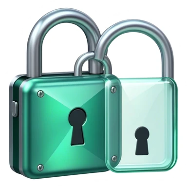 Holographic and glassmorphic dark green lock sticker