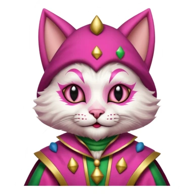 court jester cat medieval, single poker card joker, pink, face only sticker