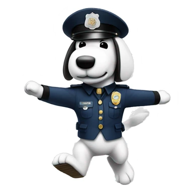 Snoopy jumping wearing a police uniform  sticker
