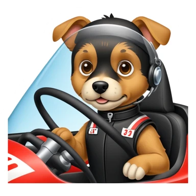 black and tan terrier driving a racecar sticker
