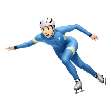 An icon showing a speed skater gliding at full speed on a polished ice rink, leaning into a sharp turn. The background features cheering crowds, icy curves, and distant snow-covered mountains. Transparent background highlights the precision, power, and grace of speed skating. sticker