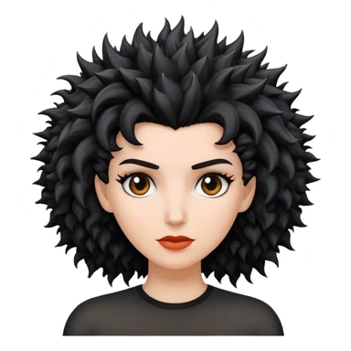 mulher branca de cabelo moicano preto enrolado sticker