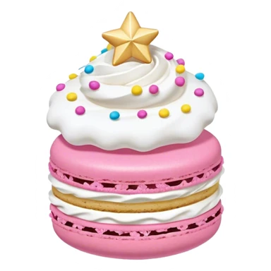 macaron with whipped cream on top and star sprinkles sticker