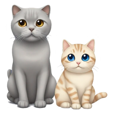 Grey Scottish fold sitting together with beige cat with blue eyes  sticker