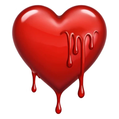 heart with liquid blood effect, dripping slightly, shiny and bold sticker