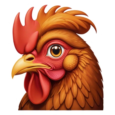 Cinematic Noble Brown Rooster Portrait Emoji, Poised and regal, with a robust, commanding build and a rich, well-groomed brown plumage, deep-set soulful warm eyes, Simplified yet sharp and sophisticated features, highly detailed, glowing with a soft, dignified glow, high shine, intelligent and proud, stylized with an air of rustic majesty, focused and attentive, soft glowing outline, capturing the essence of a watchful and confident leader, so majestic it feels as though it could crow out of the screen with effortless authority! sticker