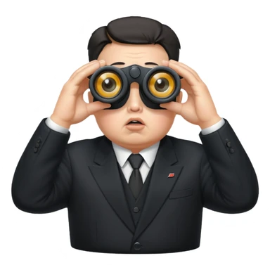 Kim Jong Un staring through binoculars with angry expression  sticker