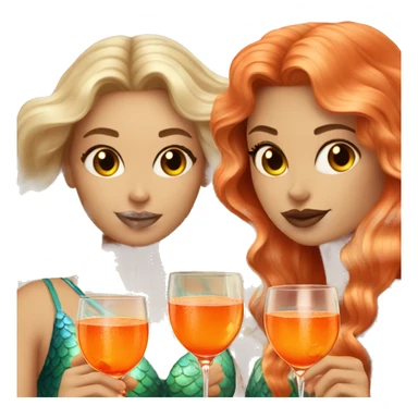 Three beautiful mermaids (light skin) drinking aperol sticker