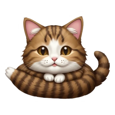 dark brown tabby and white cat in funny positions upside down with eyes closed sticker