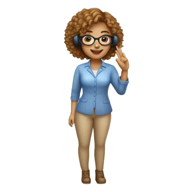 call center girl with glasses, raising her hand to say goodbye, light skin sticker