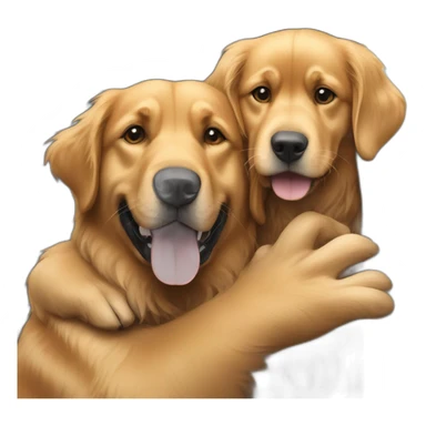 Golden retriever hugging rottweiller in a moving truck sticker