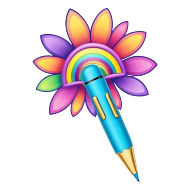 3D, psychedelic colored pen, hippie style sticker