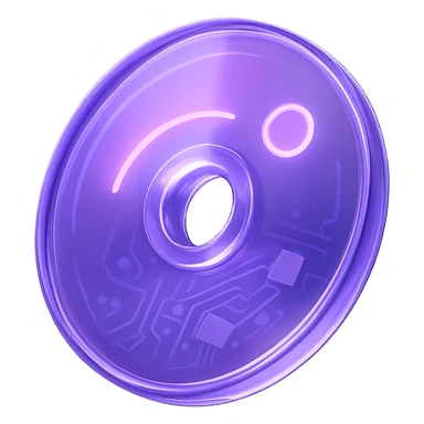 A minimalist CD disc with abstract pattern, glowing effect, purple color sticker