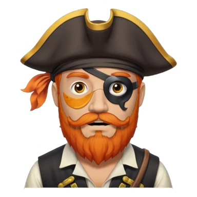 Pirata con un parche grande y negro que le cubra un ojo y con barba anaranjado sticker