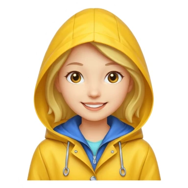 Girl in a yellow rain coat sticker