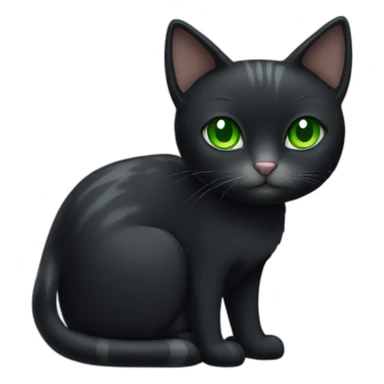 A black cat with green eyes with a white mustache, a white stripe on its nose, a full-length white breast and white paws sticker
