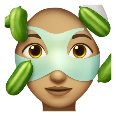 girl with face mask and cucumbers on her eyes sticker