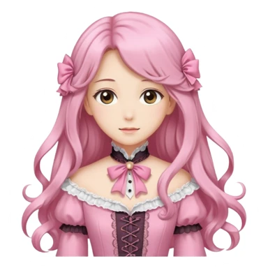 Gorgeous dreamy anime lady with long hair and pink victorian style clothes sticker