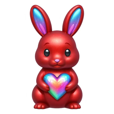 red glitter bunny with heart sticker