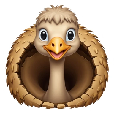 Ostrich with it's head inside a hole in the ground only it's body and neck visible sticker