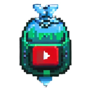 YouTube bell notification icon badge with pixel art style sticker