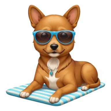 Dog in a human body suntanning sticker