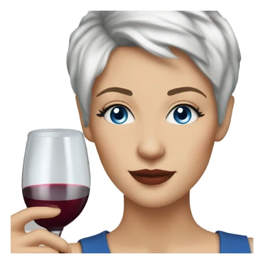 White woman blue eyes short pixie hair Drinking wine sticker