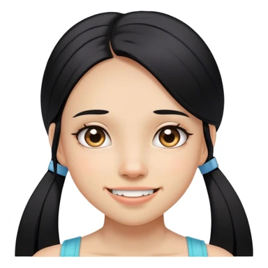 Girl with black straigth hair and brace  sticker