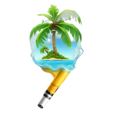 palm in island with disposable e-cigarette in water sticker