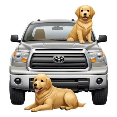 Silver 2008 Toyota tundra with golden retriever in front  sticker
