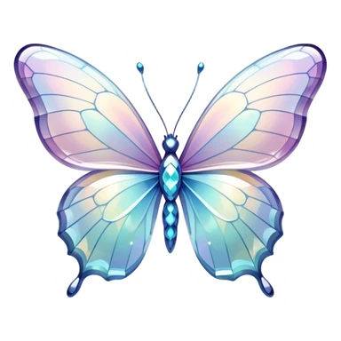 Sparkly glossy Pastel white iridescent glass crystal butterfly sticker