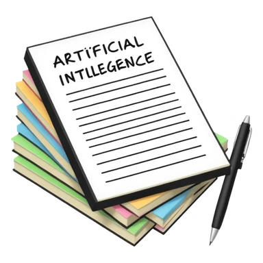 generate a small emoji for the word saying "artificial intelligence on notes" sticker