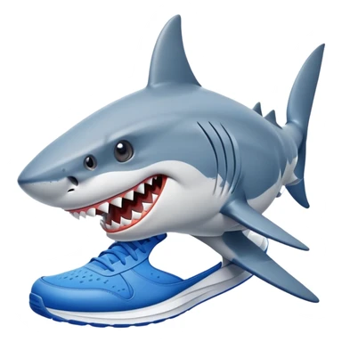 A shark with blue Nike shoes sticker