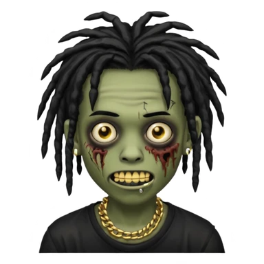 zombie emo black boy emoji with black dreads and gold grillz sticker